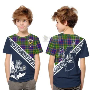 Arnott Tartan Kid T-Shirt Featuring Thistle and Scotland Map