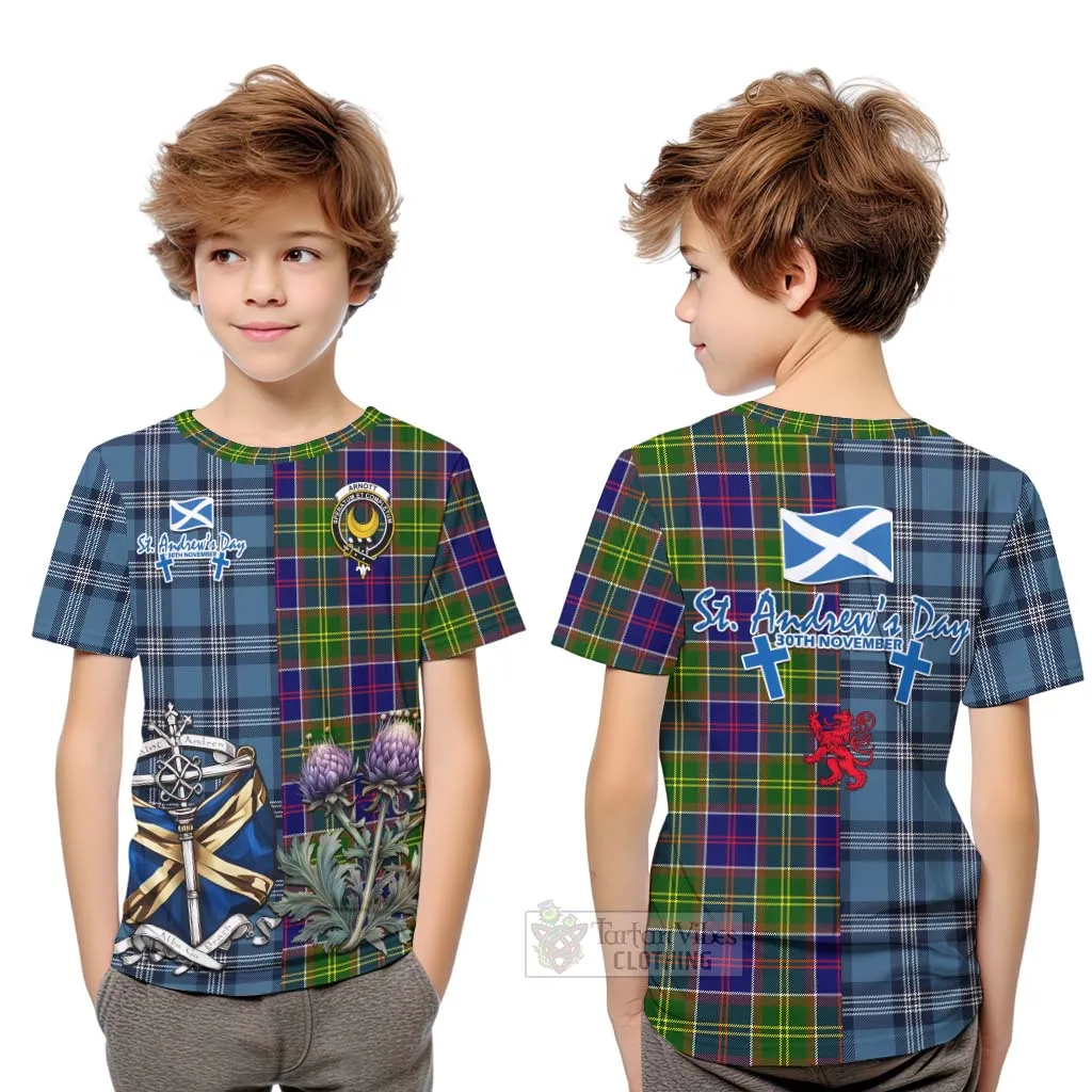 Arnott Tartan Kid T-Shirt Happy St. Andrew's Day Half Tartan Style