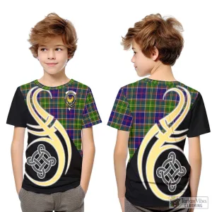 Arnott Tartan Kid T-Shirt with Family Crest and Celtic Symbol Style