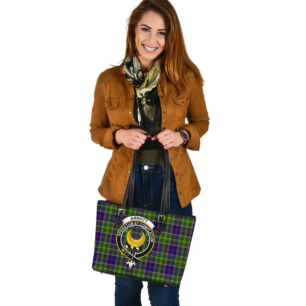 Arnott Tartan Leather Tote Bag with Family Crest