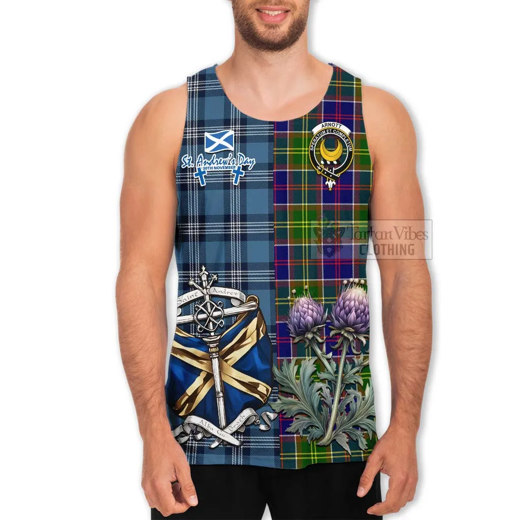 Arnott Tartan Men's Tank Top Happy St. Andrew's Day Half Tartan Style