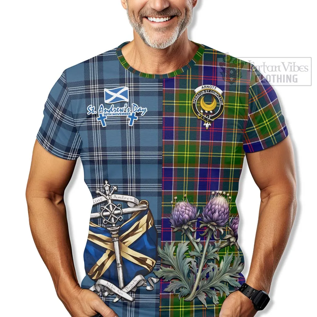 Arnott Tartan T-Shirt Happy St. Andrew's Day Half Tartan Style