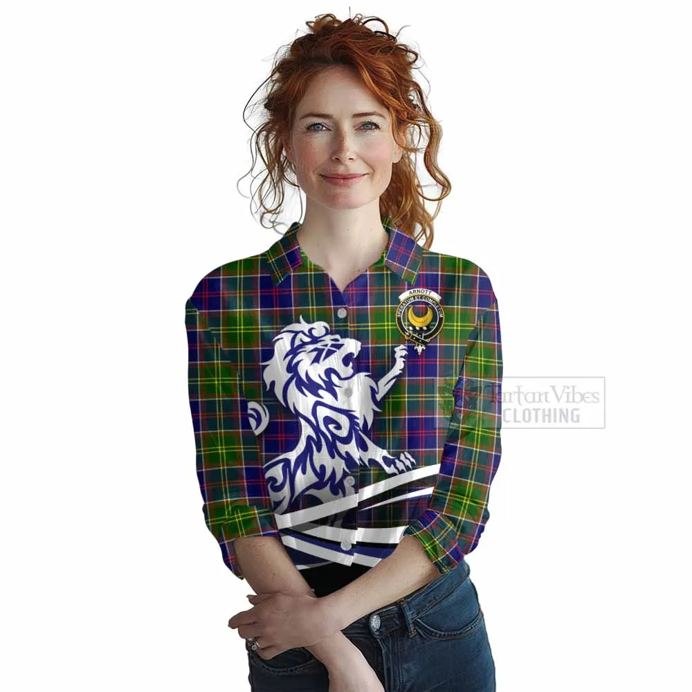 Arnott Tartan Women's Casual Shirt with Alba Gu Brath Regal Lion Emblem