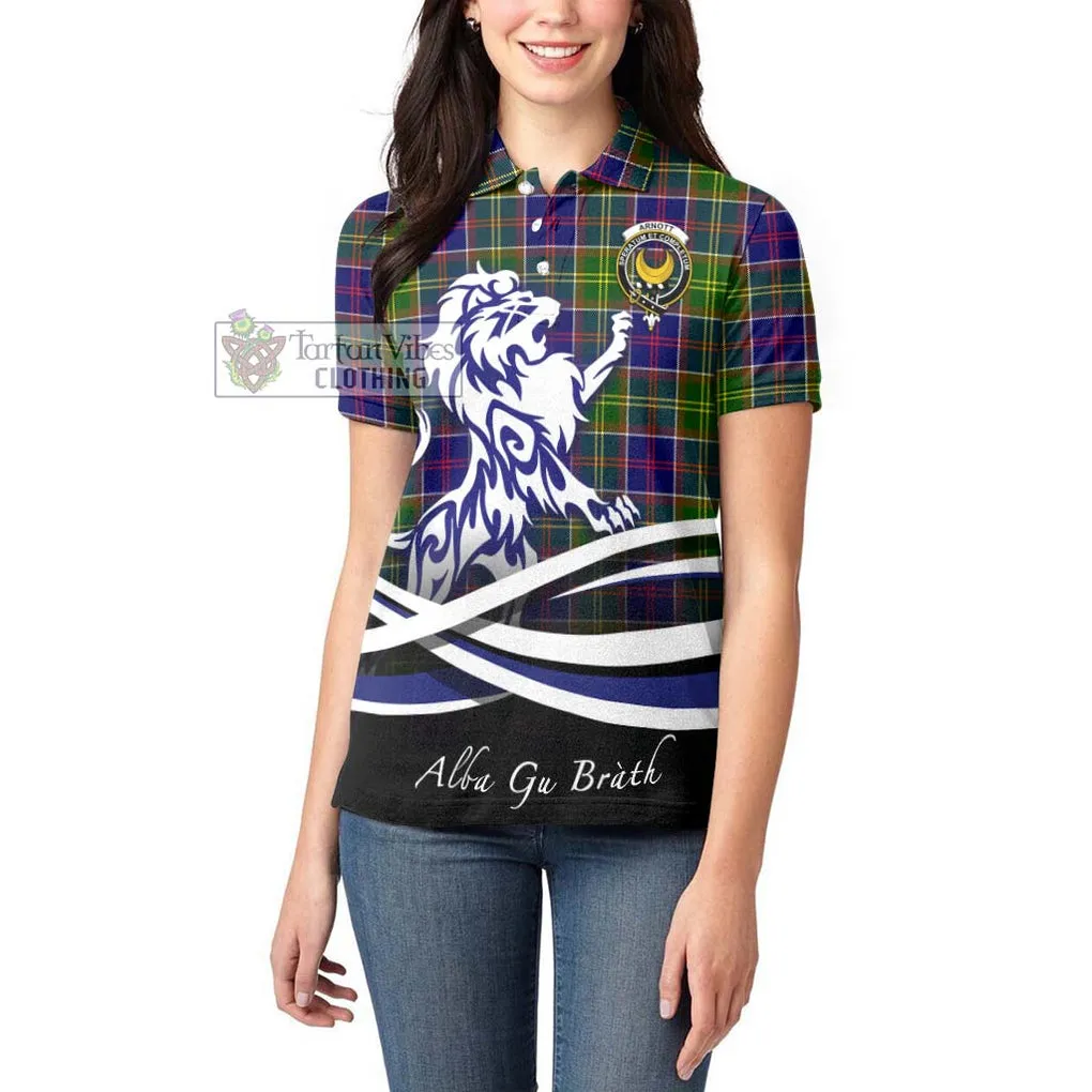 Arnott Tartan Women's Polo Shirt with Alba Gu Brath Regal Lion Emblem