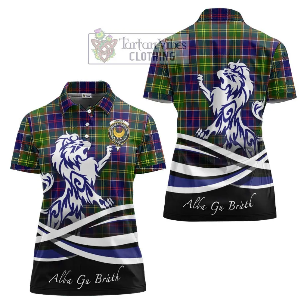 Arnott Tartan Women's Polo Shirt with Alba Gu Brath Regal Lion Emblem