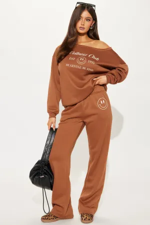 Around The World Fleece Pant Set - Brown