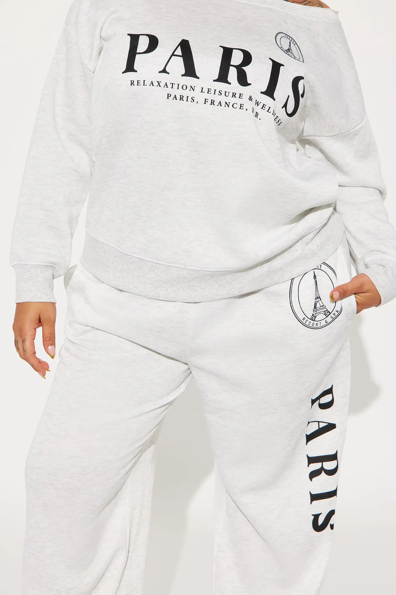 Around The World Fleece Pant Set - Heather Grey