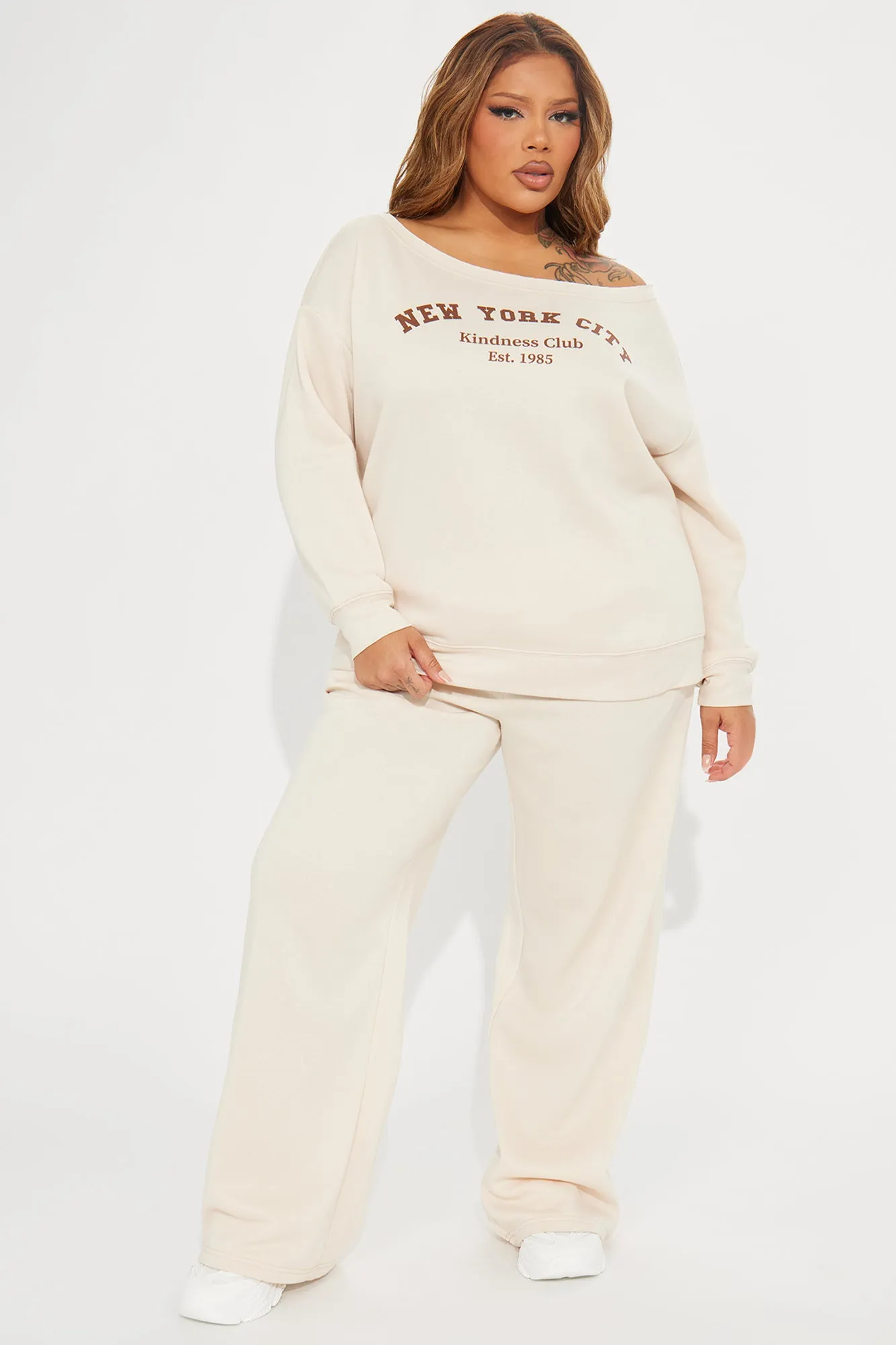 Around The World Fleece Pant Set - Oatmeal