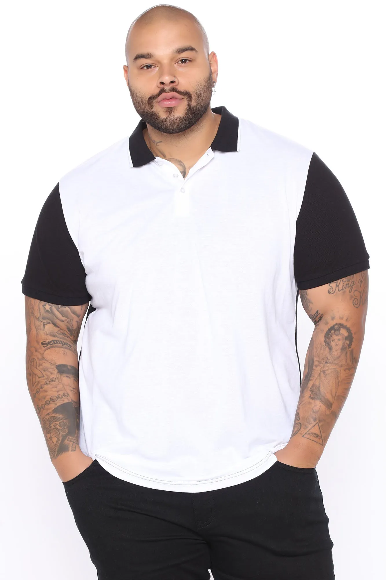 Around The World Short Sleeve Polo - Black/White