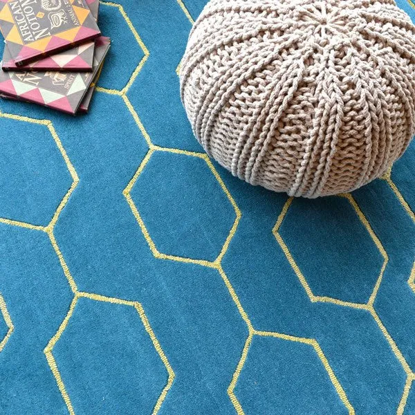 Arris rugs 37307 in teal and gold by wedgwood