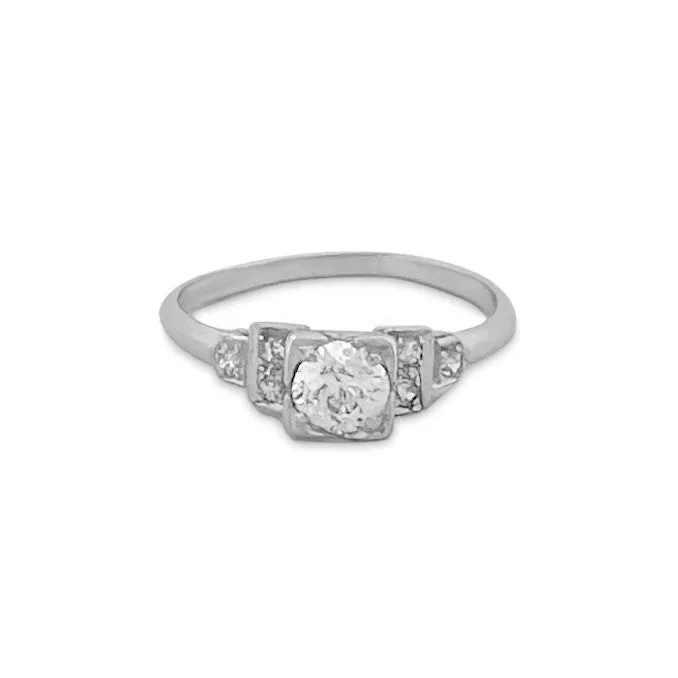 Art Deco 0.44ctw Old European & Single Cut Diamond Platinum Engagement Ring