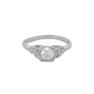 Art Deco 0.44ctw Old European & Single Cut Diamond Platinum Engagement Ring