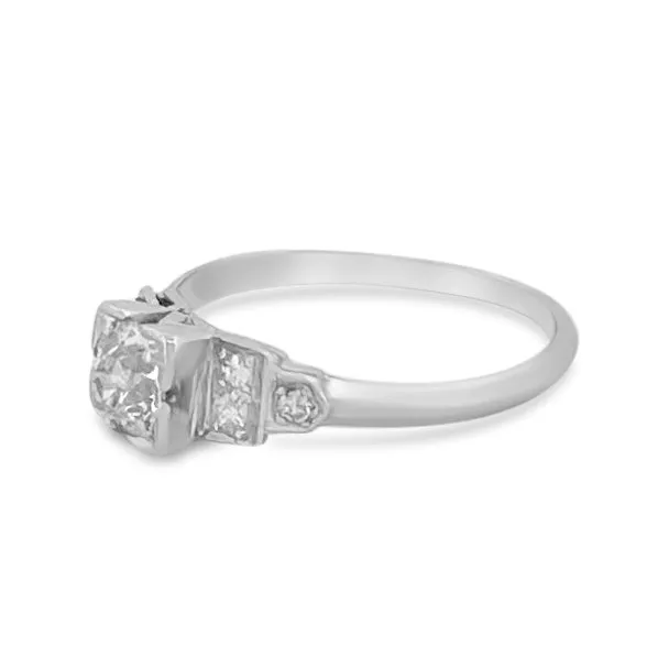 Art Deco 0.44ctw Old European & Single Cut Diamond Platinum Engagement Ring