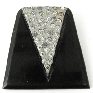 Art Deco Dress Clip Vintage METL Rhinestone Pylon Black Black And Silver 1930s