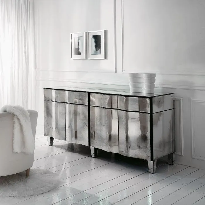 Art Deco-Inspired Venetian Mirrored Sideboard