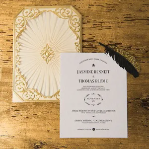 Art Deco Laser Embossed Invitations with Personalization