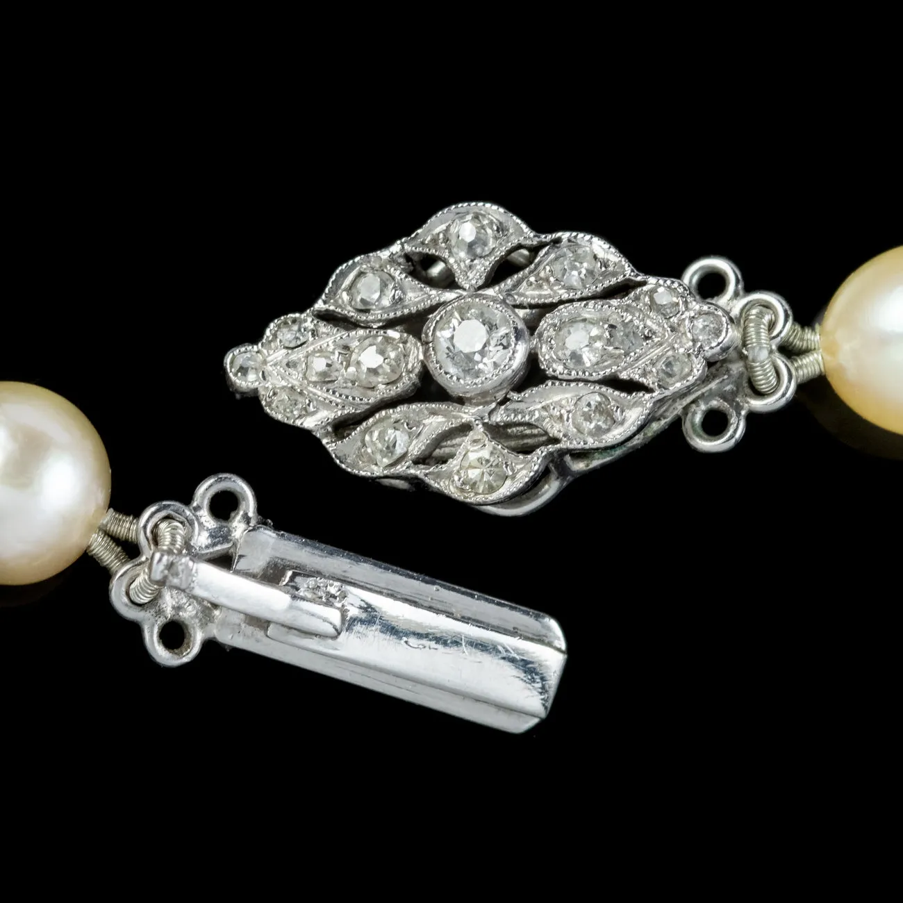 Art Deco Pearl Necklace Diamond Clasp