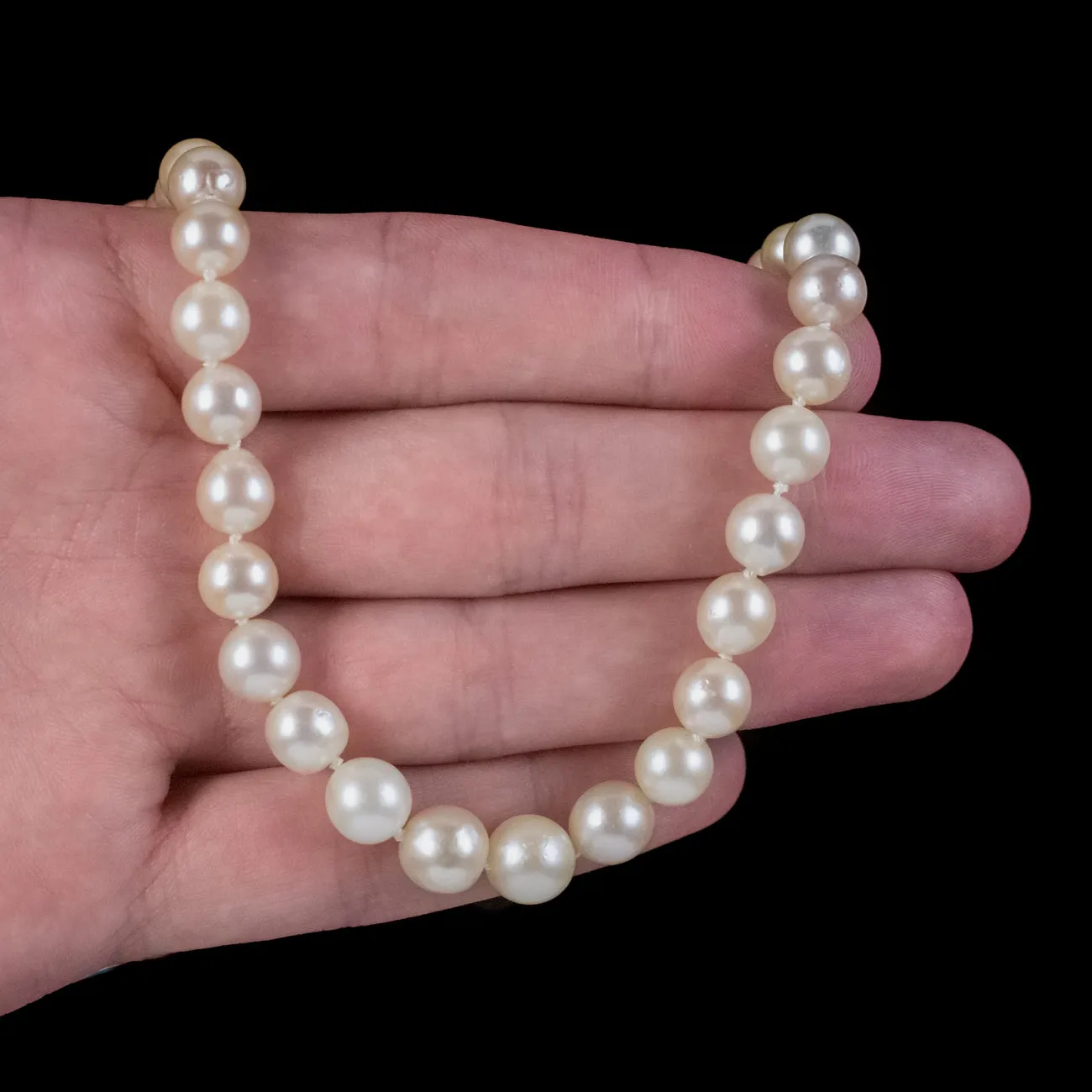 Art Deco Pearl Necklace Diamond Clasp