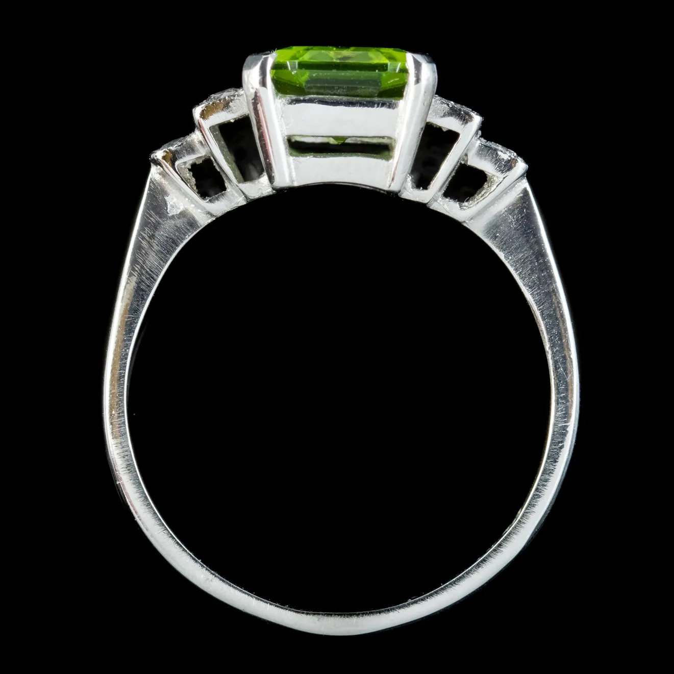 Art Deco Peridot Diamond Ring 2.80ct Peridot