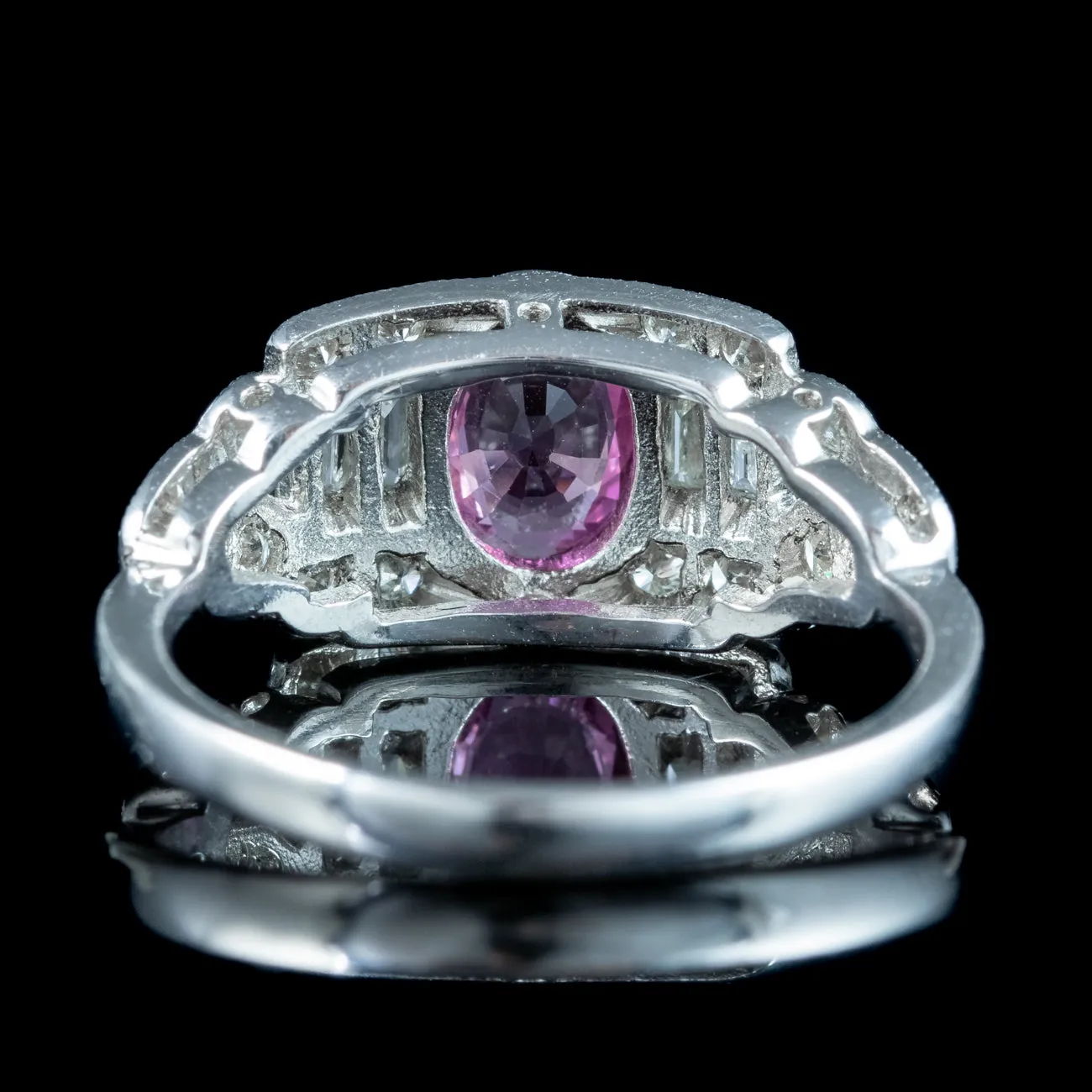 Art Deco Style Pink Sapphire Diamond Cluster Ring 0.65ct Sapphire