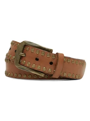 Art N Vintage Premium Cognac Genuine Leather Studded Men's Belt - Stylish & Durable