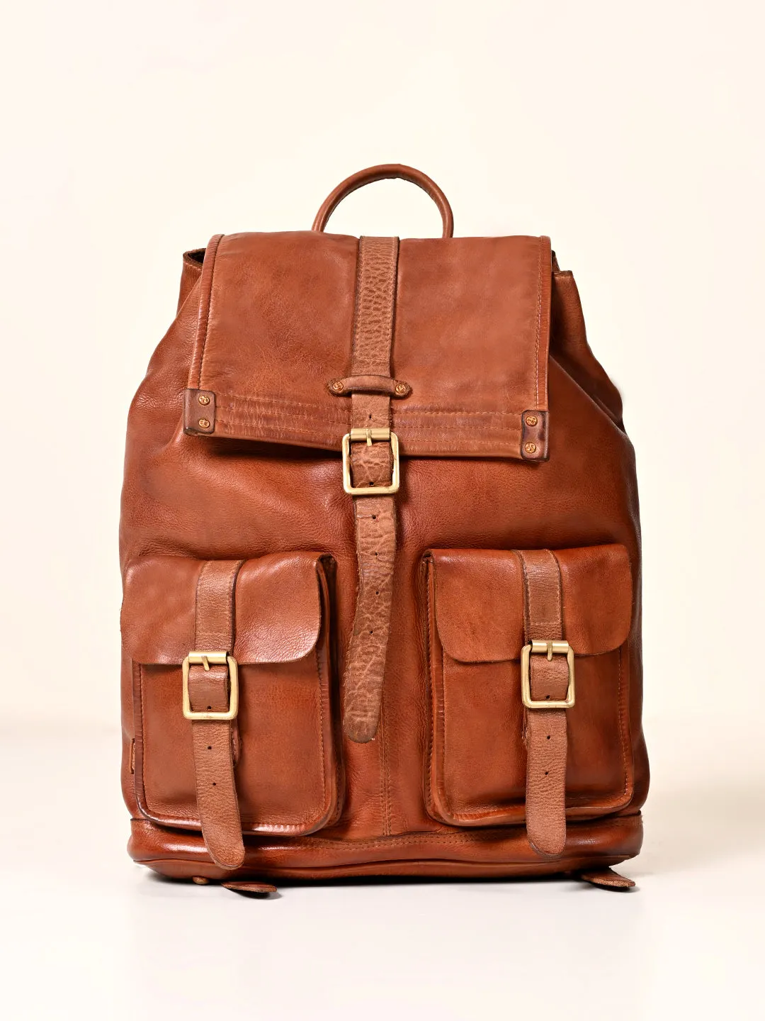 Art N Vintage Samba : Real Leather Tan Backpack