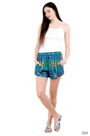 ART NOUVEAU Decorated Green Devarshy Casual Wear Cotton Shorts - 1118A