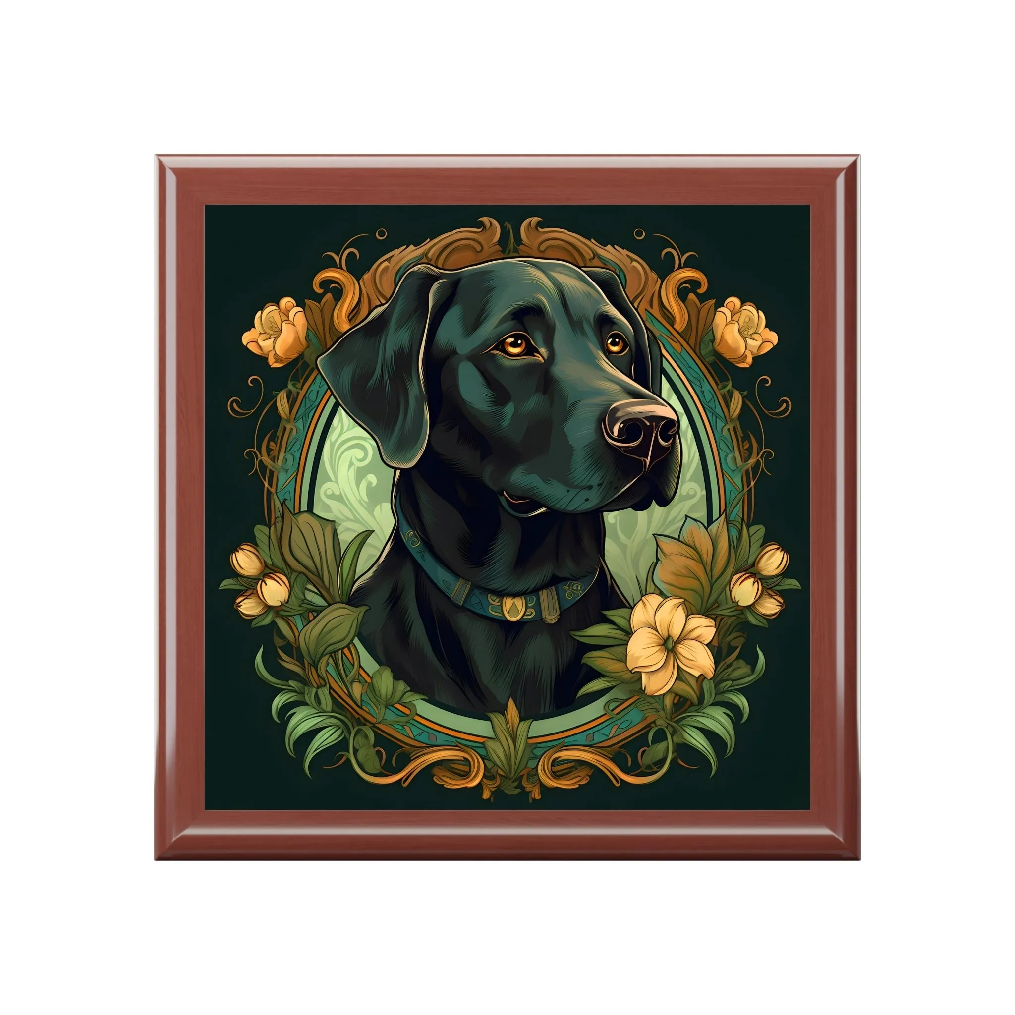 Art Nouveau Labrador Retriever Portrait Art Print Gift and Jewelry Box