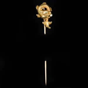 Art Nouveau Plisson et Hartz Dragon and Pearl Stick Pin