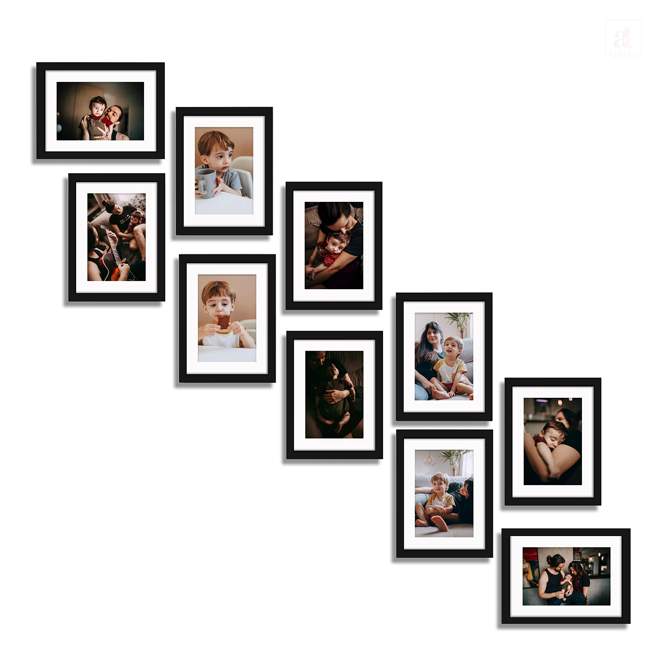 Art Street Collage Wall Photo Frame Individual Frame For Living Room, Decorative Home Decor Wall Hangings, Home Decoration - Set Of 10 (8x10-10 Pcs), Black