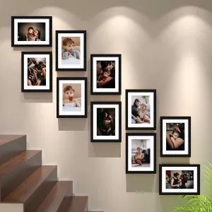 Art Street Collage Wall Photo Frame Individual Frame For Living Room, Decorative Home Decor Wall Hangings, Home Decoration - Set Of 10 (8x10-10 Pcs), Black