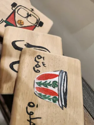 Art Vibes Hand Painted Lebanese Wood Coasters