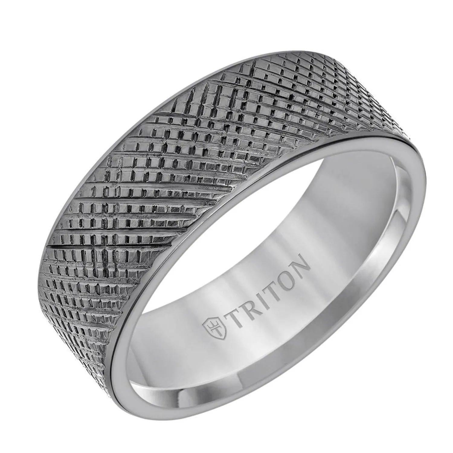 Artcarved 8MM Tantalum Florentine Finish Round Edge Wedding Band