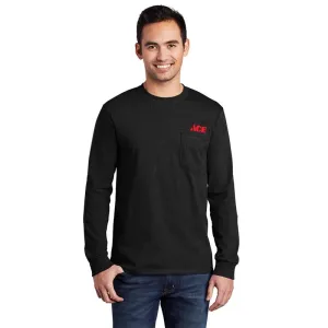 Artcraft 2XL Sizes Unisex Long Sleeve Round Neck Black Pocket T-Shirt