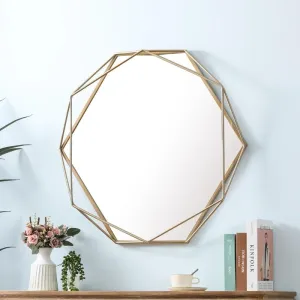 ARTESSA Aesthetic Designer Round Mirror for Living Room with Metal Frame (60 x 45 cm)