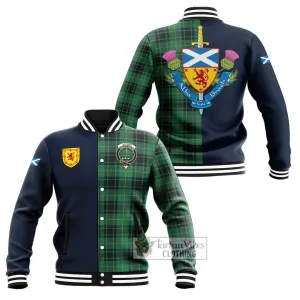 Arthur Ancient Tartan Baseball Jacket Alba with Scottish Lion Royal Arm Half Style