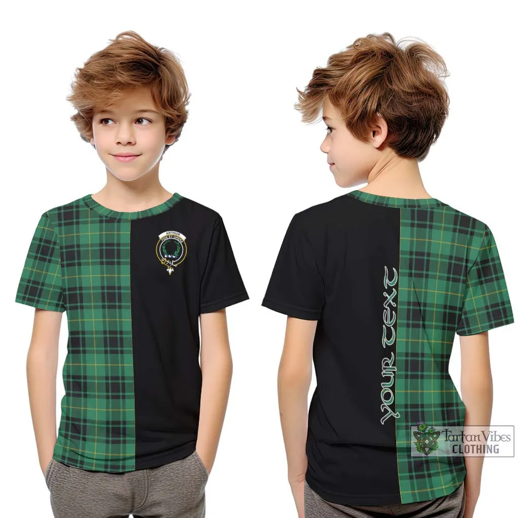 Arthur Ancient Tartan Kid T-Shirt with Family Crest and Half Of Me Style