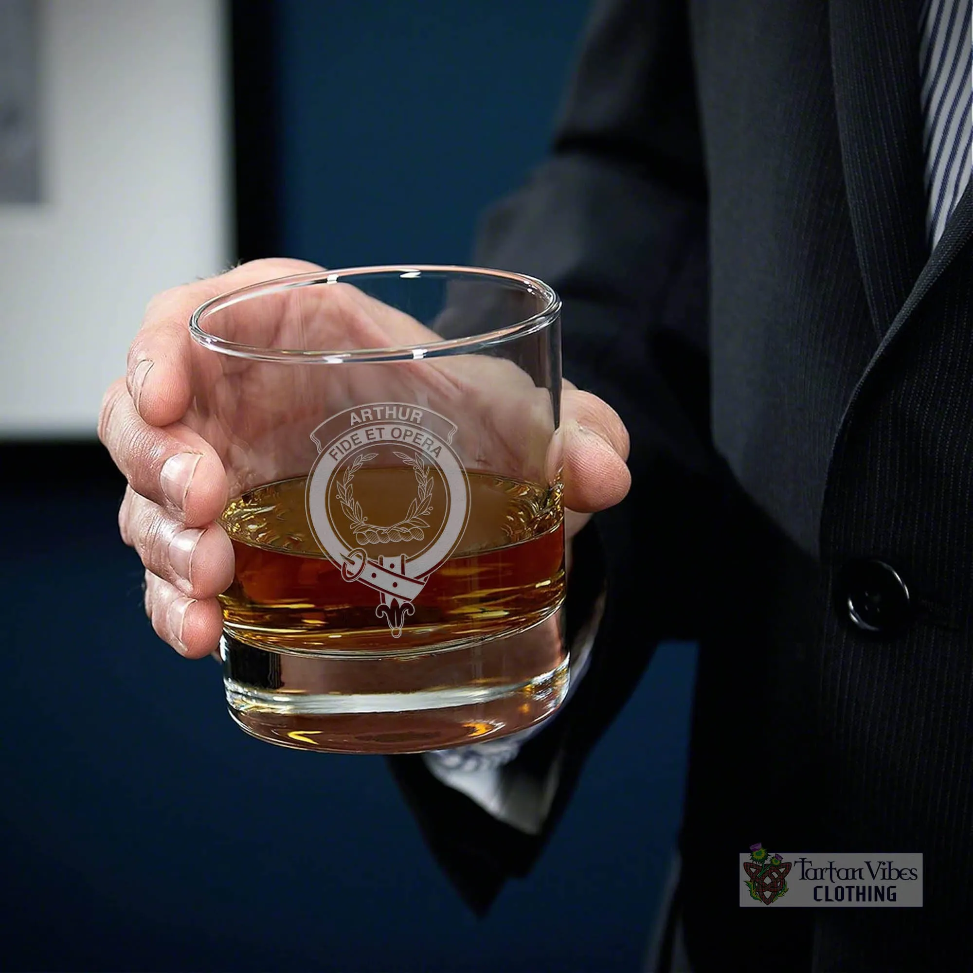 Arthur Family Crest Engraved Whiskey Glass