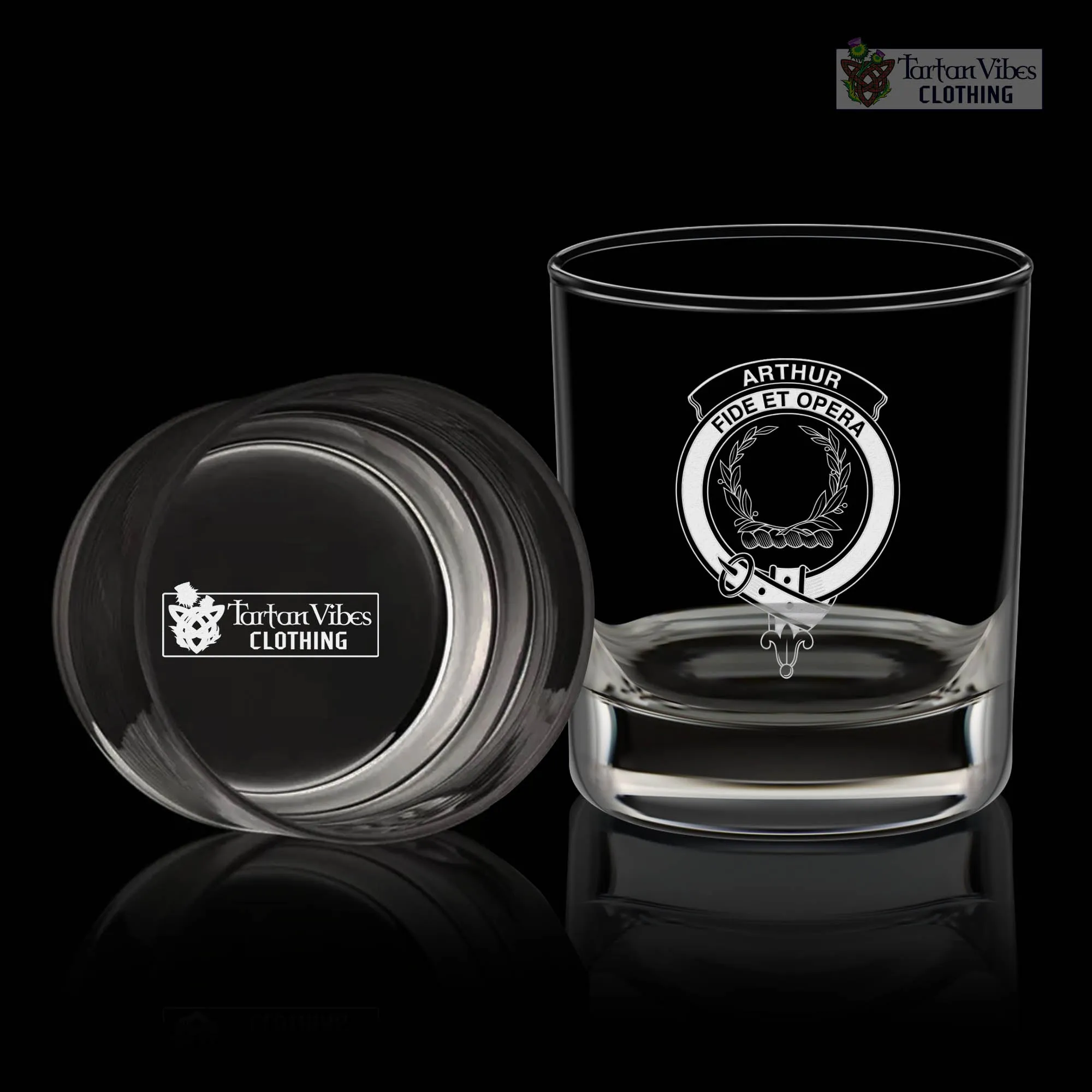 Arthur Family Crest Engraved Whiskey Glass