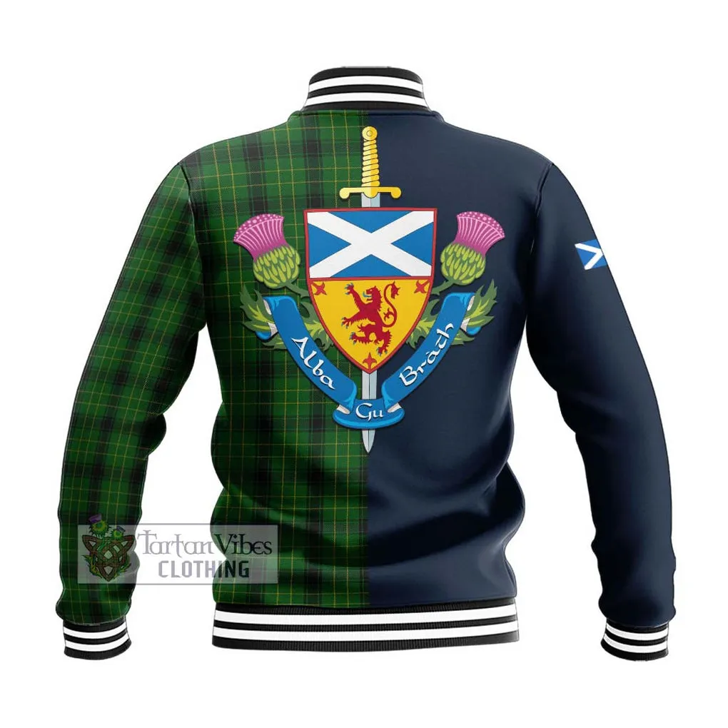 Arthur Highland Tartan Baseball Jacket Alba with Scottish Lion Royal Arm Half Style