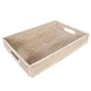 Artifacts Rattan Rectangular Tray, Cutout Handles