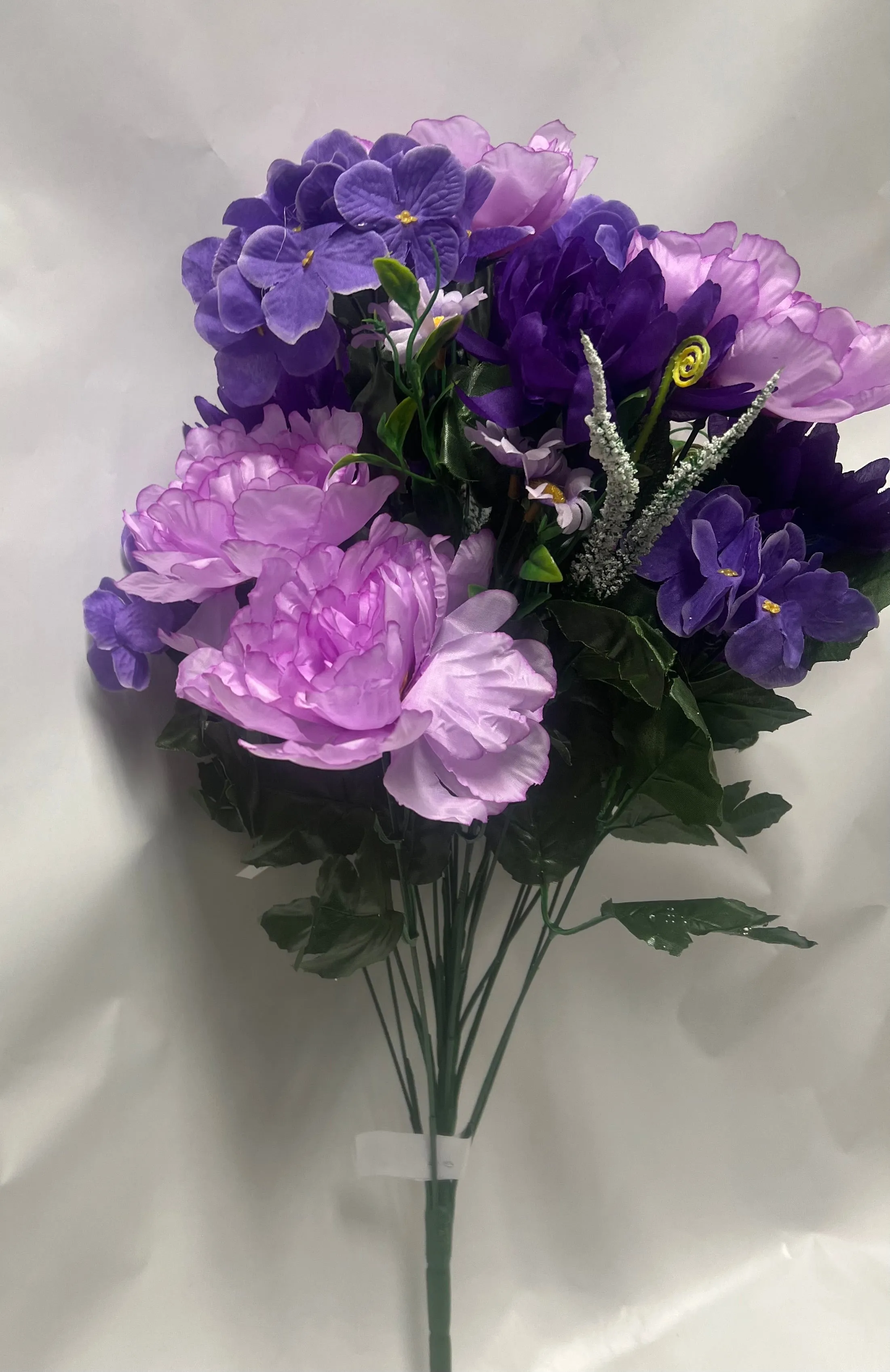 Artificial Peony/ Mum/ Hydrangea Bush -Purple/Lavender