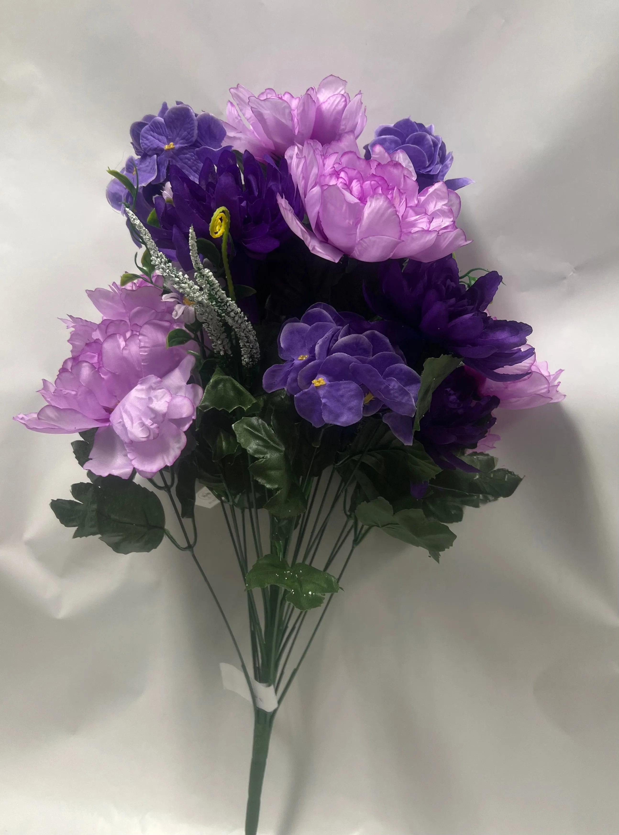 Artificial Peony/ Mum/ Hydrangea Bush -Purple/Lavender