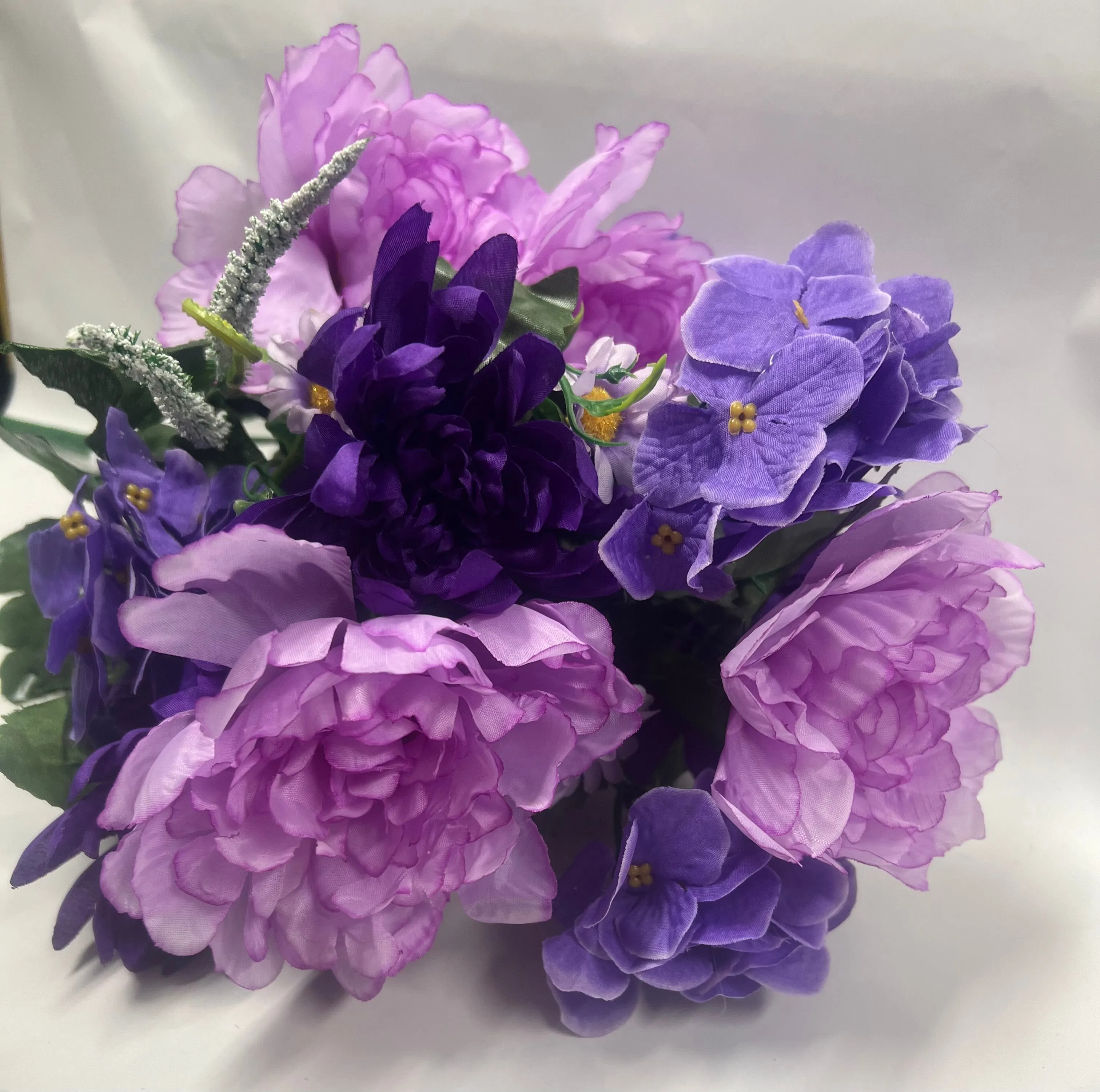 Artificial Peony/ Mum/ Hydrangea Bush -Purple/Lavender