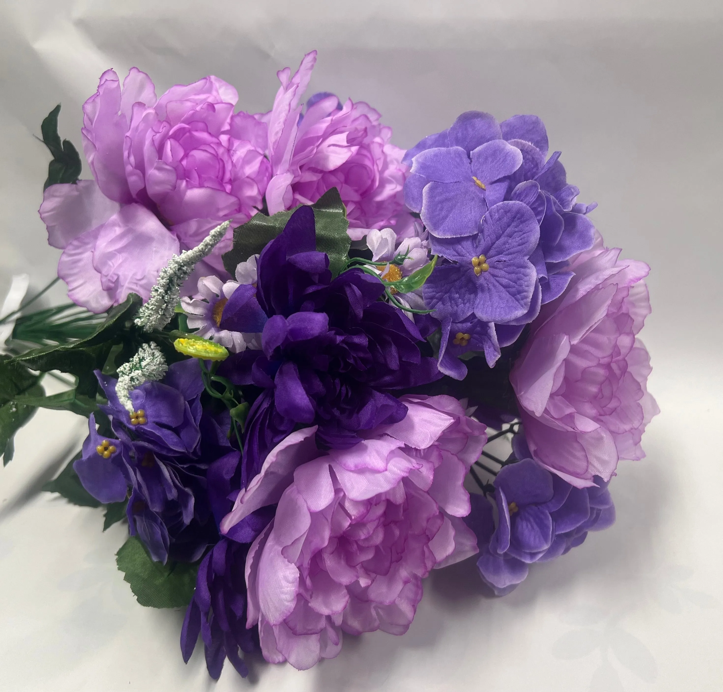 Artificial Peony/ Mum/ Hydrangea Bush -Purple/Lavender