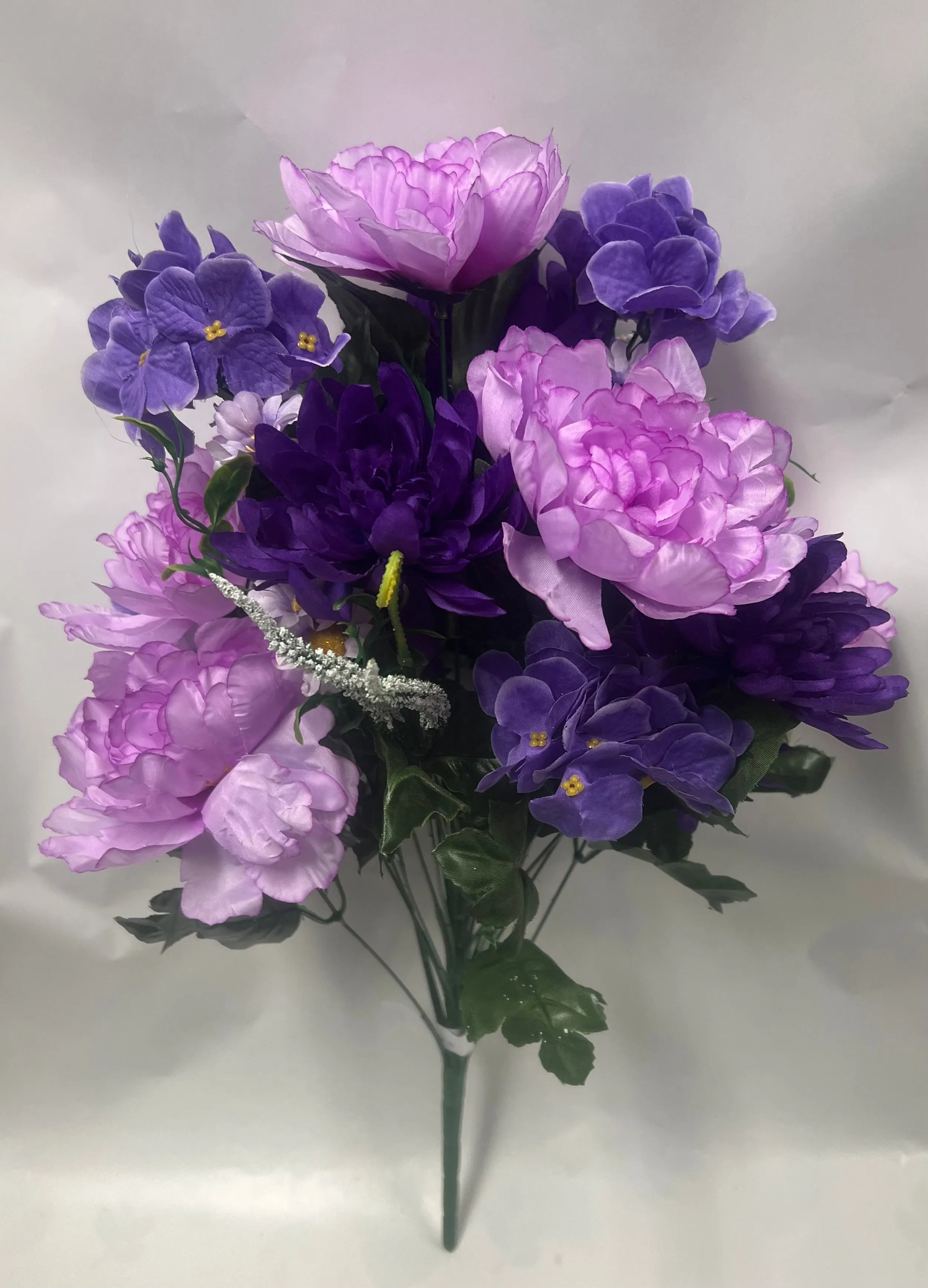 Artificial Peony/ Mum/ Hydrangea Bush -Purple/Lavender