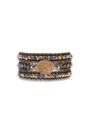 Artisan Brown Beaded Bracelet Cuff