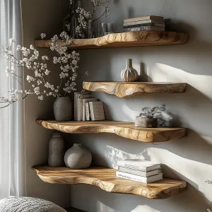 Artisan Live Edge Wooden Floating Shelf