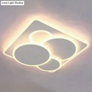 Artistic White Acrylic Geometric LED Ceiling Light for Living Room