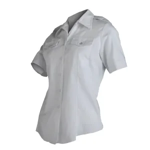 AS-IS NAVY Women's Tropical White Poplin Shirt with Epaulets - FINAL SALE